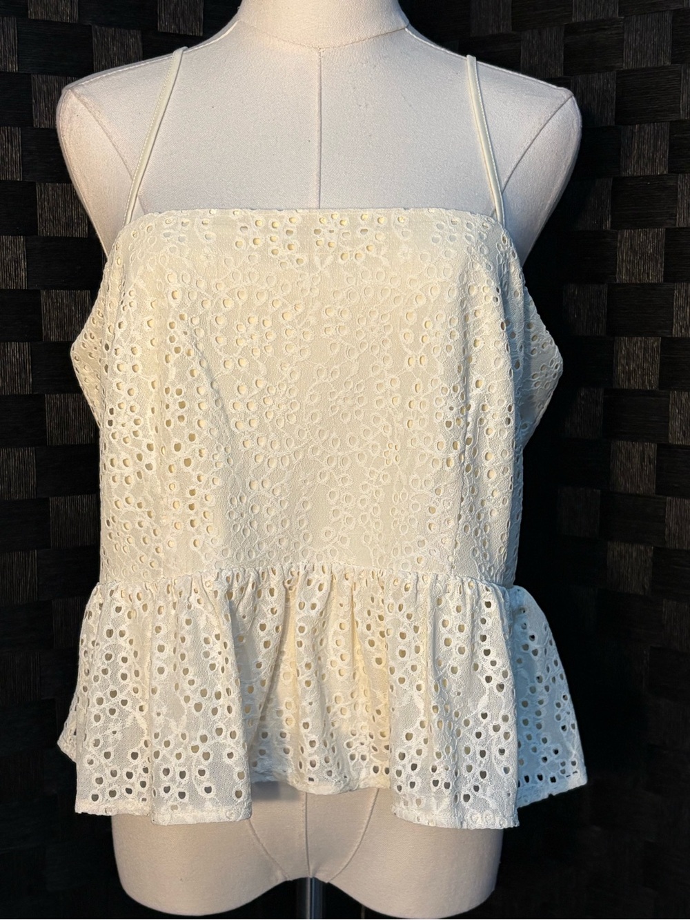 a new day White Eyelet Peplum Cami